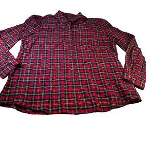 J Mclaughlin Blouse Women Royal Stewart Tartan Plaid Shirt Christmas Top